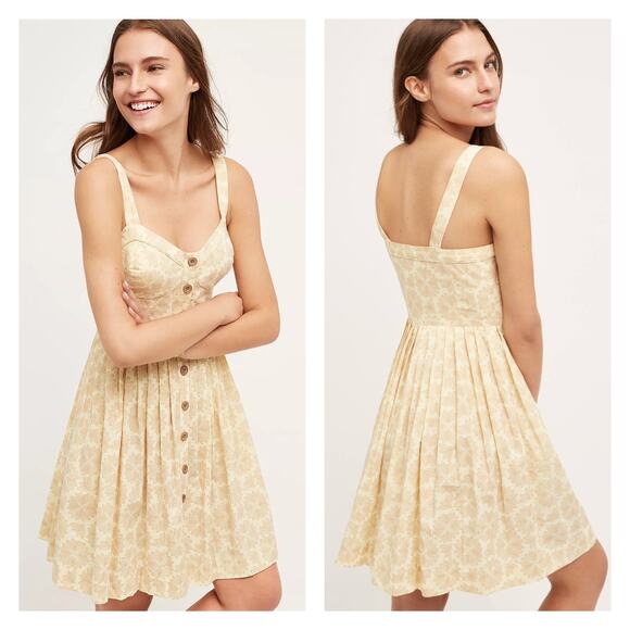 Maeve Cafe Mini Dress In Neutral Motif Size 12 - Picture 1 of 13